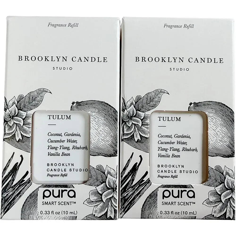 Pura Smart Scent Brooklyn Candle Studio TULUM Fragrance Refill 2-Pack New NIP